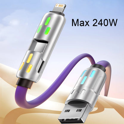 4 in 1 Fast Charging Cable 3A USB Cable USB a to Micro Type C for Iphone 15 14 13Por 3 in 1 Samsung Huawei Xiaomi Quick Charger