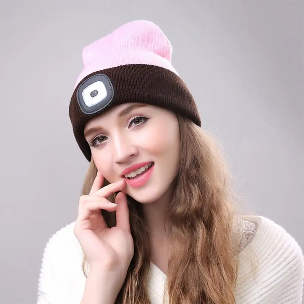 LED Lighted Beanie Cap Hip Hop Winter Hat Knit Warm Hunting Camping Running Hat Men Women Outdoor Fishing Camping Fishing Caps